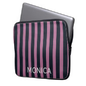 gestreiftes Rosa | individuelle Name Laptopschutzhülle (Vorderseite Links)