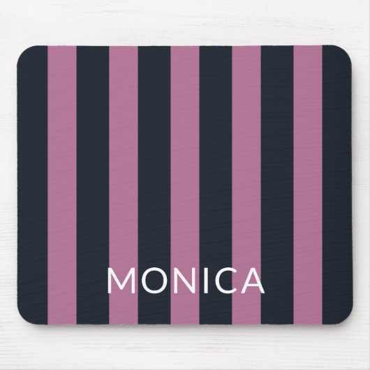gestreiftes Rosa | individuelle Name Mousepad (Vorne)