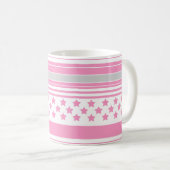 Gestreiftes rosa Muster mit Sternen Kaffeetasse (VorderseiteRechts)