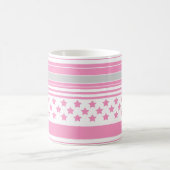 Gestreiftes rosa Muster mit Sternen Kaffeetasse (Mittel)