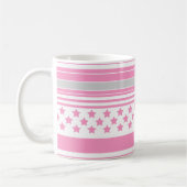 Gestreiftes rosa Muster mit Sternen Kaffeetasse (Links)