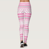 Gestreiftes rosa Muster mit Sternen Leggings (Rückseite)