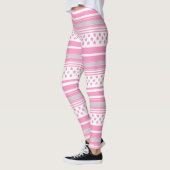 Gestreiftes rosa Muster mit Sternen Leggings (Links)