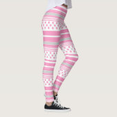 Gestreiftes rosa Muster mit Sternen Leggings (Rechts)