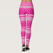 Gestreiftes rosa Muster mit Sternen Leggings (Rückseite)