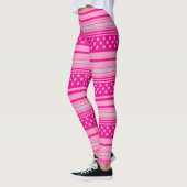 Gestreiftes rosa Muster mit Sternen Leggings (Links)