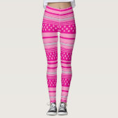 Gestreiftes rosa Muster mit Sternen Leggings (Vorderseite)