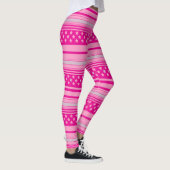 Gestreiftes rosa Muster mit Sternen Leggings (Rechts)