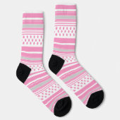 Gestreiftes rosa Muster mit Sternen Socken (Rechts)