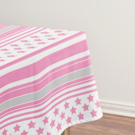Gestreiftes rosa Muster mit Sternen Tischdecke (Beispiel)