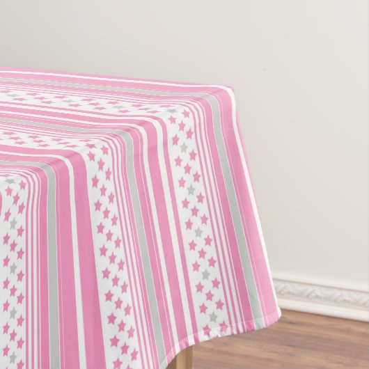 Gestreiftes rosa Muster mit Sternen Tischdecke (Beispiel)
