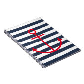 Gestreiftes rotes Anker-Notizbuch Notizblock (Rechte Seite)
