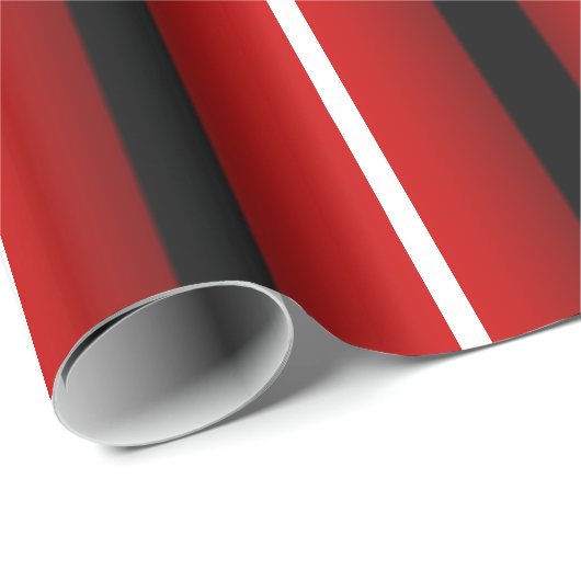 Gestreiftes rotes Schwarz-weißes funky Geschenkpapier (Rolleneckpunkt)