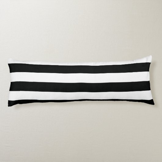Gestreiftes (schwarz u. Weiß | horizontal) Seitenschläferkissen (Rückseite)