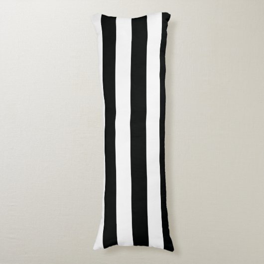 Gestreiftes (schwarz u. Weiß | horizontal) Seitenschläferkissen (Vorderseite Vertikal)