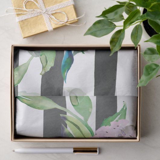 Gestreiftes Schwarzweiss-Blumen Seidenpapier (Geschenk)