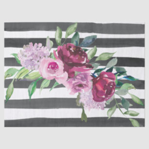 Gestreiftes Schwarzweiss-Blumen Seidenpapier