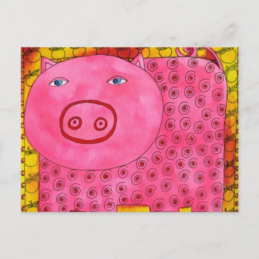 Gestreiftes Schwein Postkarte (Vorderseite)