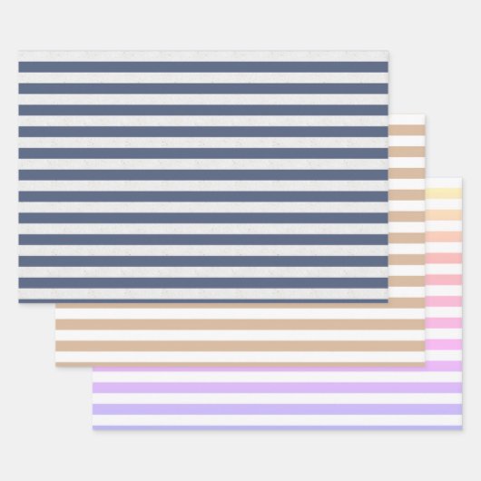 gestreiftes Set von 3 Geschenkpapier Set (Set)