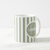 Gestreiftes Template Grün C22 Langname Initial Kaffeetasse (VorderseiteRechts)