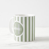 Gestreiftes Template Grün C22 Langname Initial Kaffeetasse (Vorderseite Links)
