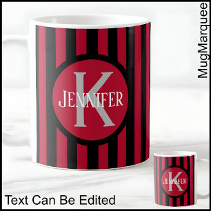 Gestreiftes Template Rot C81 Lange Name Anfangs Ka Kaffeetasse