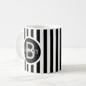 Gestreiftes Template Weiß C00 Lange Name Initiale Kaffeetasse (Vorderseite Links)