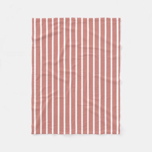 Gestreiftes Terrakotta-Rosa-Weiß Fleecedecke (Vorderseite)