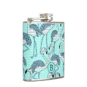Gestreiftes Türkis-Flamingo-Muster-Monogramm Flachmann (Rechts)