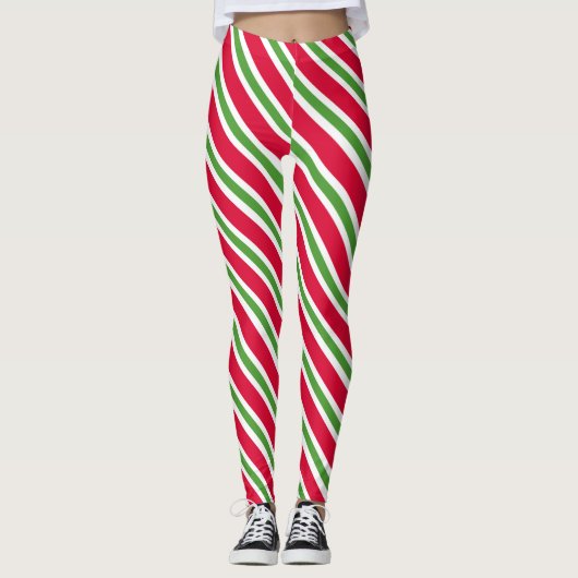 Gestreiftes Weihnachten Leggings (Vorderseite)