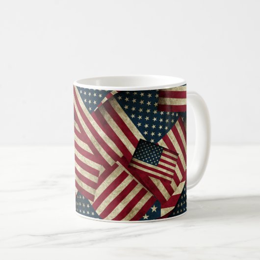 Gestresste amerikanische Flaggenkunst Kaffeetasse (VorderseiteRechts)
