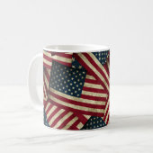 Gestresste amerikanische Flaggenkunst Kaffeetasse (Vorderseite Links)