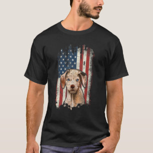 Gestresste Catahoula Leopard Amerikanische Flagge  T-Shirt