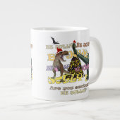 Gestresste Dinosaurier-Weihnachten Jumbo-Tasse (Vorderseite Rechts)