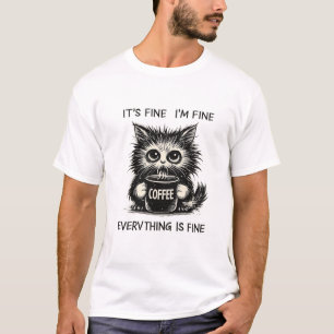 Gestresste Kaffeekatze – Alles ist in Ordnung Humo T-Shirt