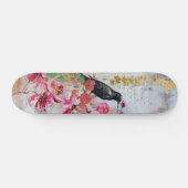 Gestresste rosa Florals Raven & Roses Skateboard (Horizontal)