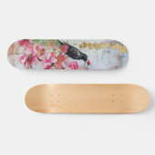 Gestresste rosa Florals Raven & Roses Skateboard (Horizontal)