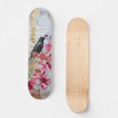 Gestresste rosa Florals Raven & Roses Skateboard (Vorderseite)