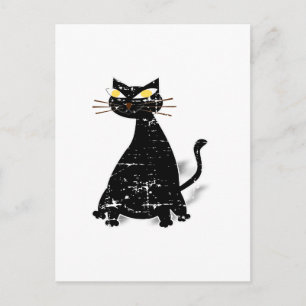 Gestresste schwarze fette Katze Postkarte
