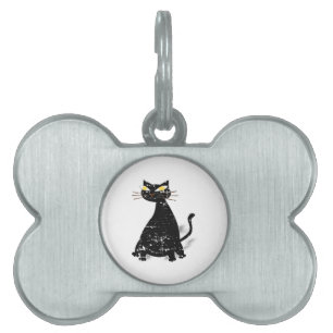 Gestresste schwarze fette Katze Tiermarke