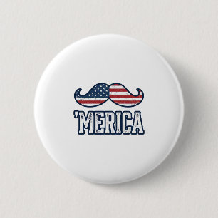 Gestresster Amerika-Schnurrbart Patriotischer Vekt Button