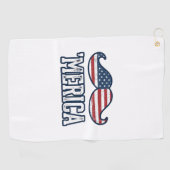 Gestresster Amerika-Schnurrbart-Patriotischer Vekt Golfhandtuch (Horizontal)