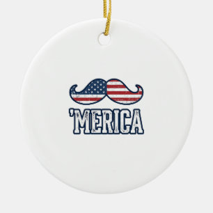 Gestresster Amerika-Schnurrbart-Patriotischer Vekt Keramik Ornament