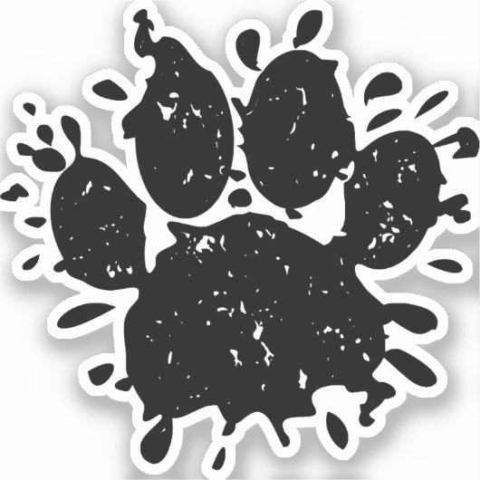Gestresster schwarzer Farbspritzer-Hundepfotenabdr Aufkleber (Vorderseite)