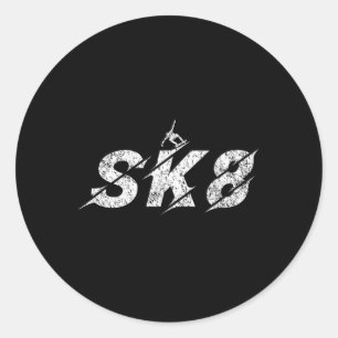 Gestresster Sk8 Skate Skater Kinder Jungen Mädchen Runder Aufkleber