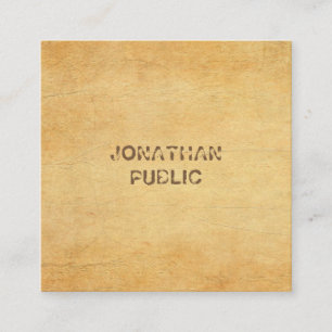 Gestresster Skripttext Vintage-Altpapier-Look Luxu Quadratische Visitenkarte