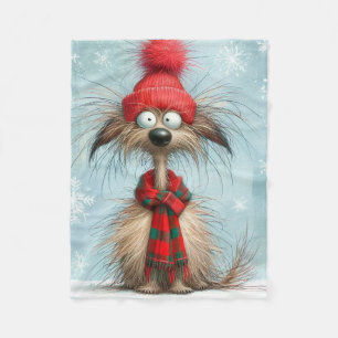 Gestresster Weihnachtshund Fleecedecke