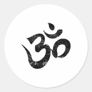 Gestresstes Om Meditation Spiritual Indischer Yoga Runder Aufkleber