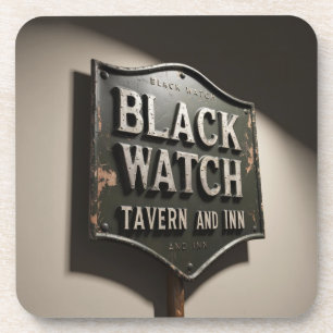 Gestresstes Schild Black Watch Inn Getränkeuntersetzer