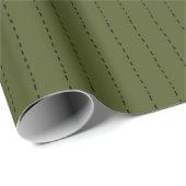 Gestrichelte Linien auf dunklem Olivgrün Geschenkpapier (Rolleneckpunkt)